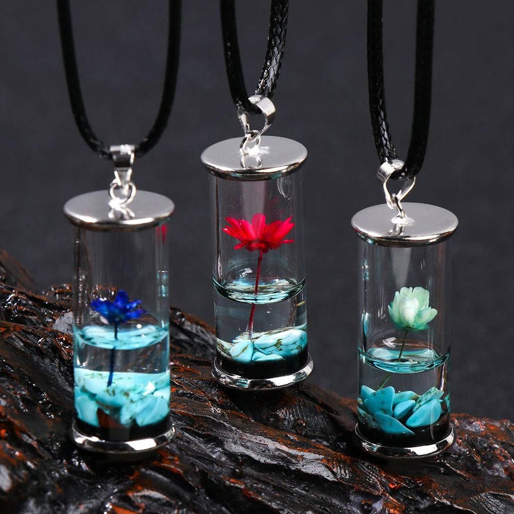 Crystal Vial Necklace Wishing Bottle