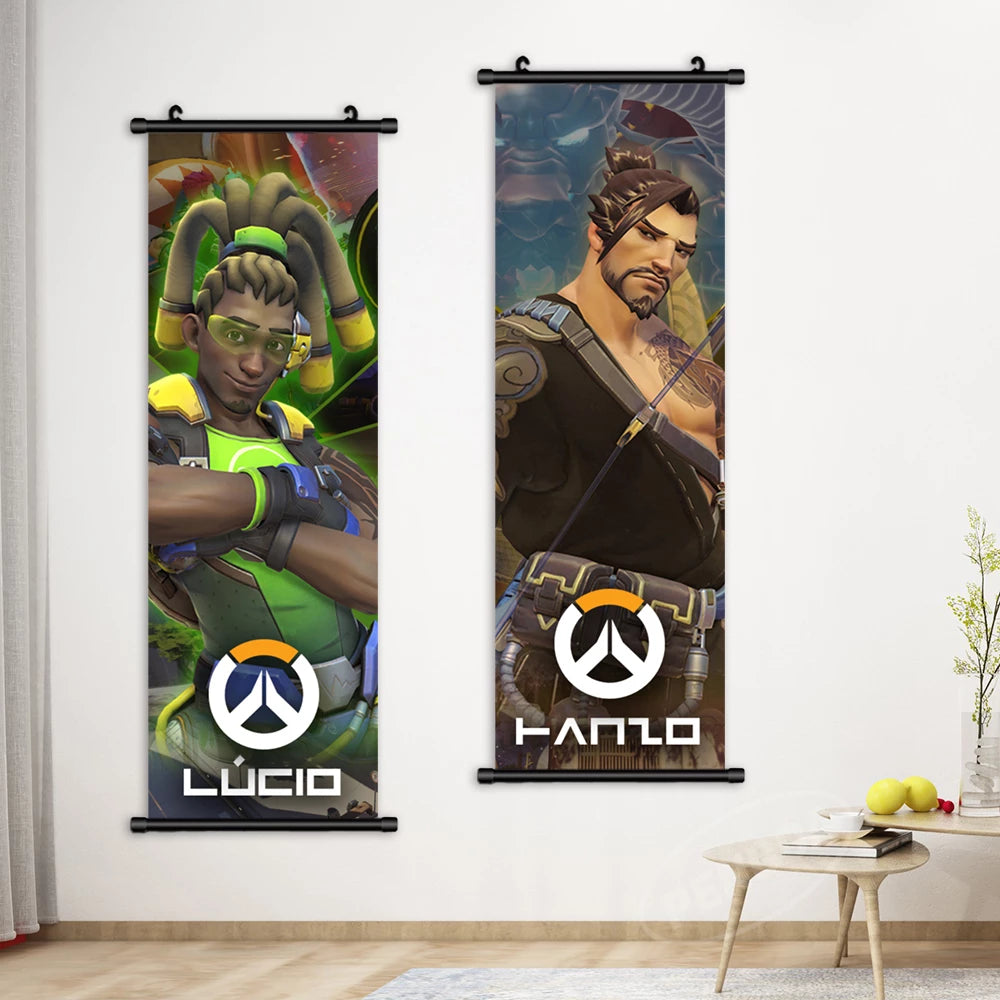 Canvas Overwatch Print Hanging Scrolls Poster