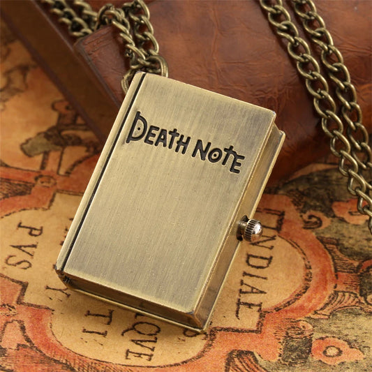 Bronze Death Note Theme Quartz Necklace Pocket Watch
